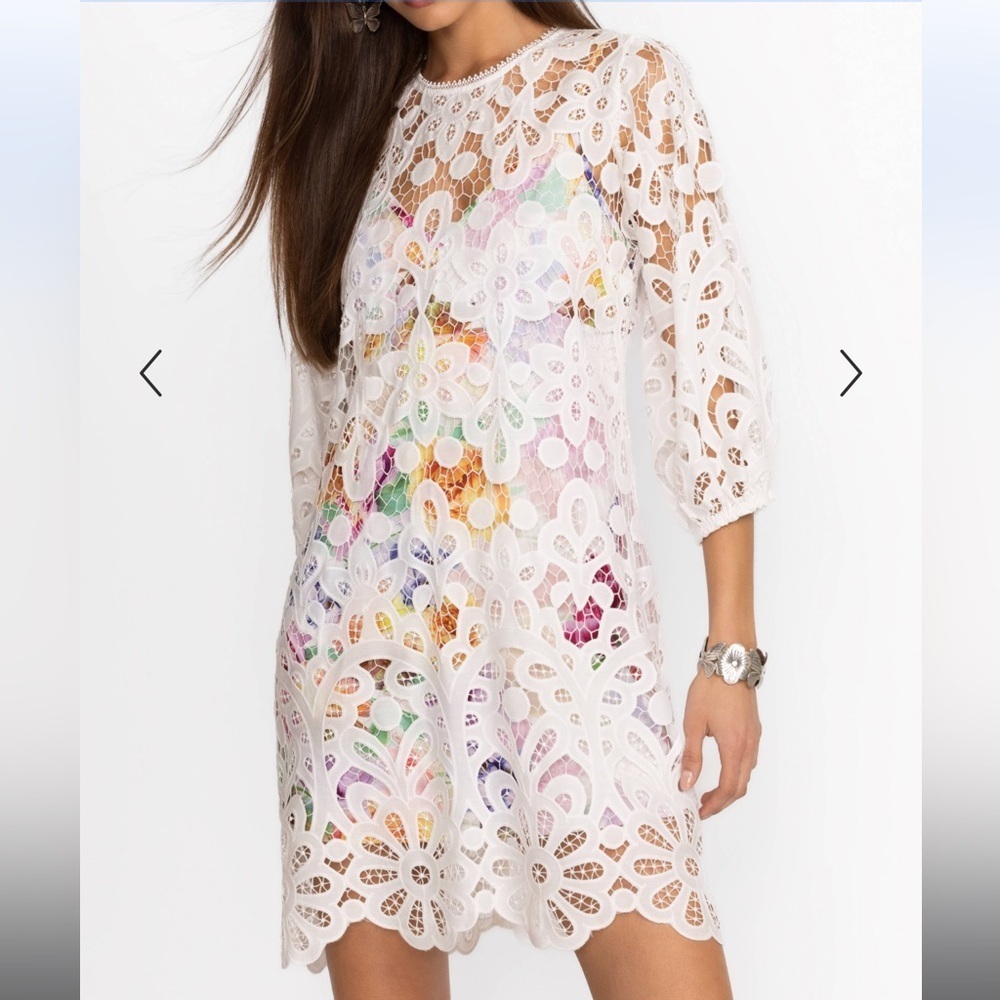 Johnny Was LISETTA LACE MINI DRESS size S $538 retail price
